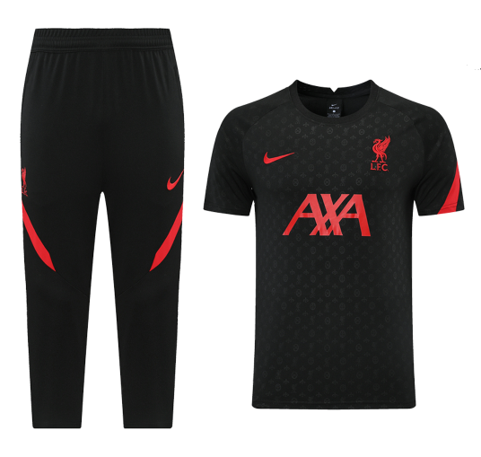 2021/22 Liverpool Black Training Kits Shirt with 3/4 Pants